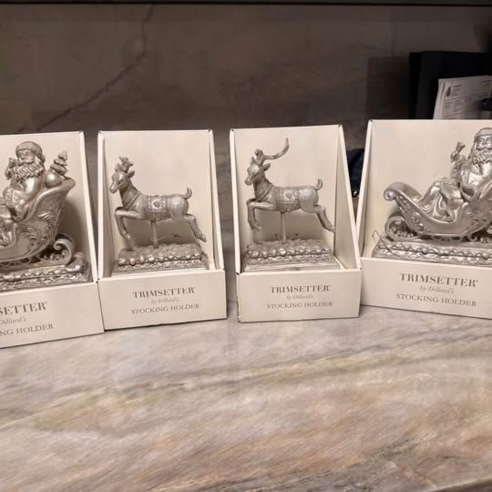 Reindeer and Santa Stocking Holders Trimsetter by Dillard’s BNIB over $100 retai